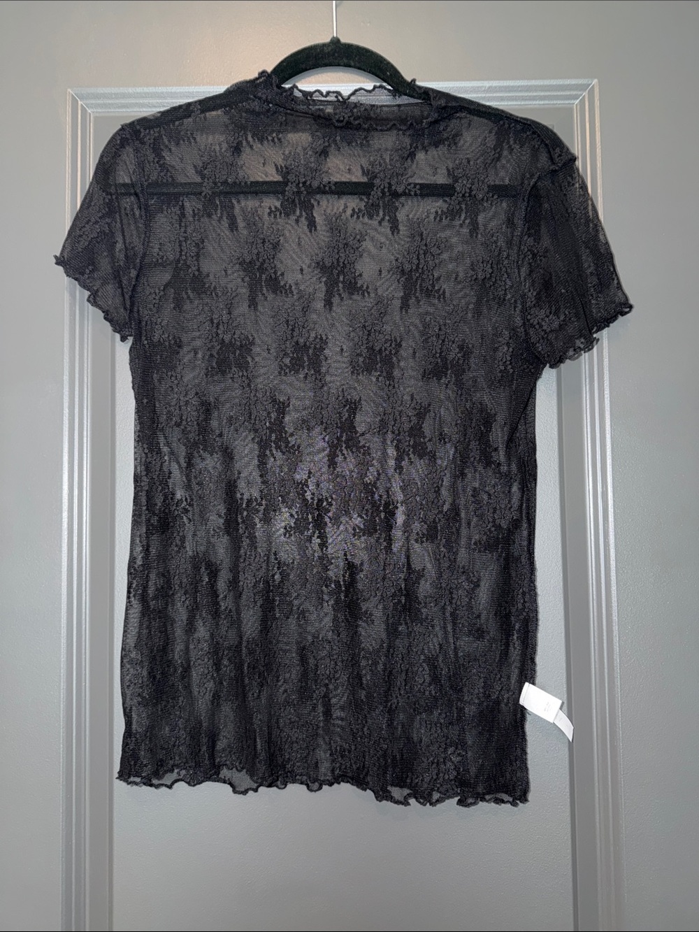 Sheer Black Lace Short Sleeve Tee